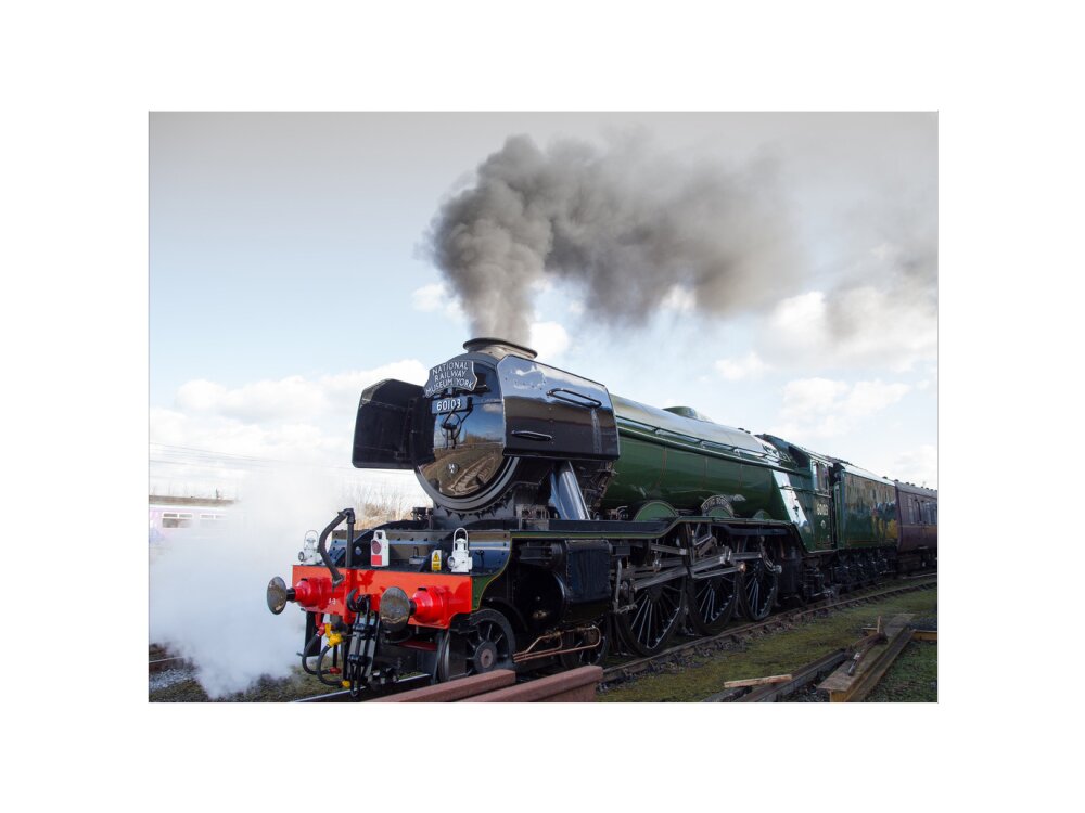 Flying Scotsman locomotive leaving the National Railway Museum, 2016. art print extra large none Art Print - Science Museum Shop