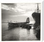 Flying boat moored at a jetty, c 1935. stretched canvas medium none Art Print - Science Museum Shop