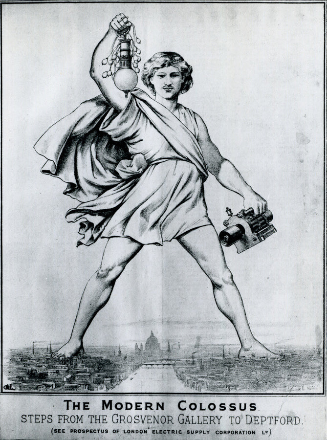 Reproduction print of a cartoon in 'Electrical Plant', May, 1889 Art Print - Science Museum Shop