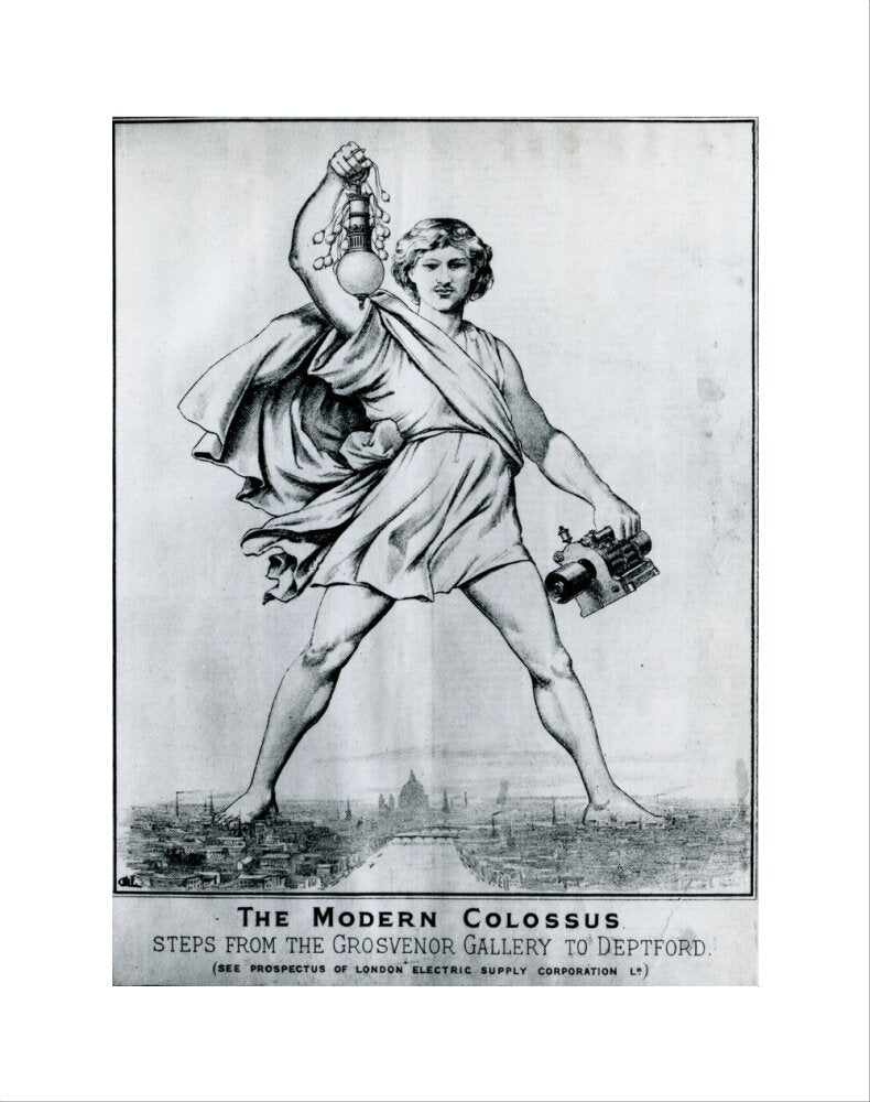 Reproduction print of a cartoon in 'Electrical Plant', May, 1889 art print extra small none Art Print - Science Museum Shop