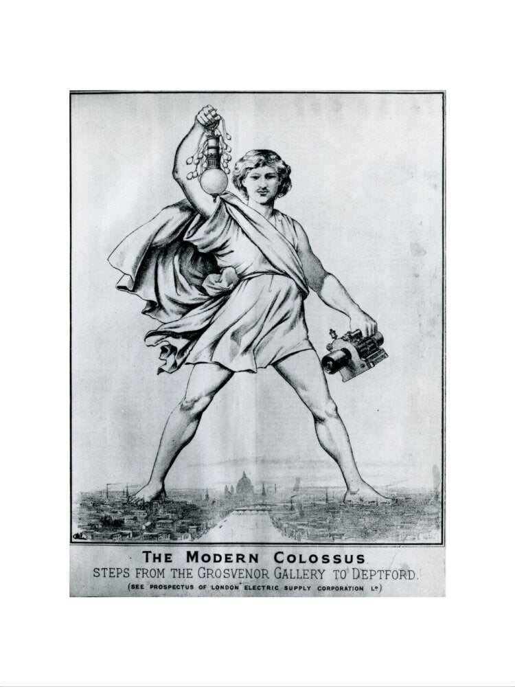 Reproduction print of a cartoon in 'Electrical Plant', May, 1889 art print small none Art Print - Science Museum Shop