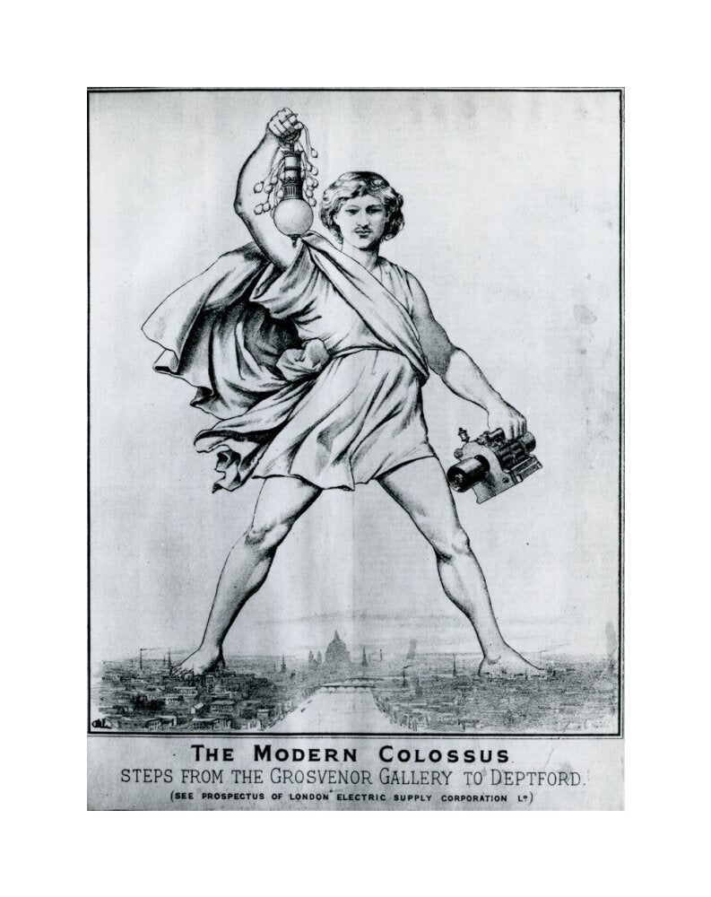 Reproduction print of a cartoon in 'Electrical Plant', May, 1889 unstretched canvas medium none Art Print - Science Museum Shop