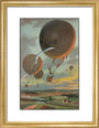Postcard for a Hot Air Balloon race over the French countryside. art print small gold Art Print - Science Museum Shop