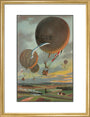 Postcard for a Hot Air Balloon race over the French countryside. art print medium gold Art Print - Science Museum Shop