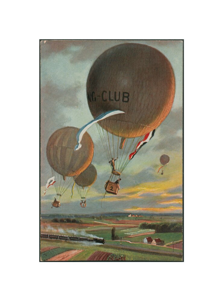 Postcard for a Hot Air Balloon race over the French countryside. unstretched canvas small none Art Print - Science Museum Shop