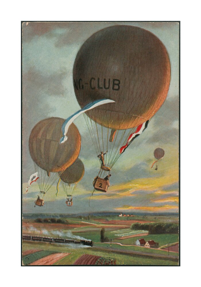 Postcard for a Hot Air Balloon race over the French countryside. unstretched canvas large none Art Print - Science Museum Shop
