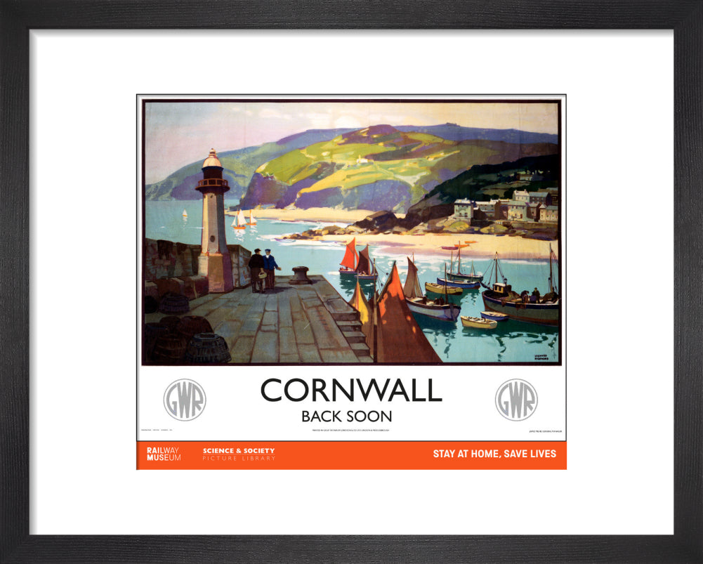New Lockdown Travel Poster - Cornwall art print extra small black Art Print - Science Museum Shop