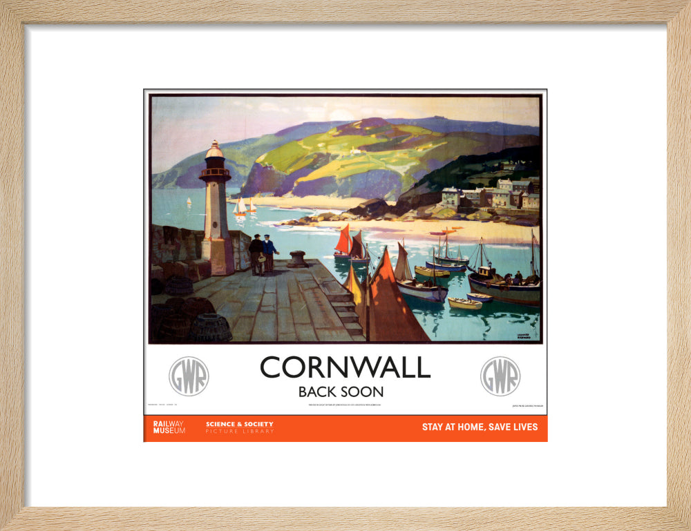 New Lockdown Travel Poster - Cornwall art print small natural Art Print - Science Museum Shop