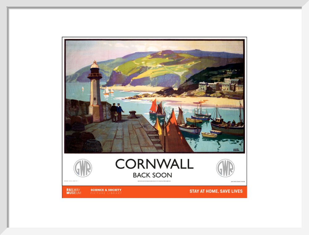 New Lockdown Travel Poster - Cornwall art print medium white Art Print - Science Museum Shop
