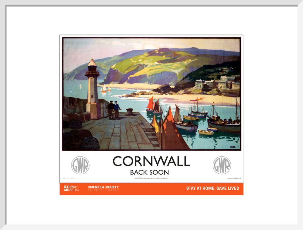 New Lockdown Travel Poster - Cornwall art print large white Art Print - Science Museum Shop