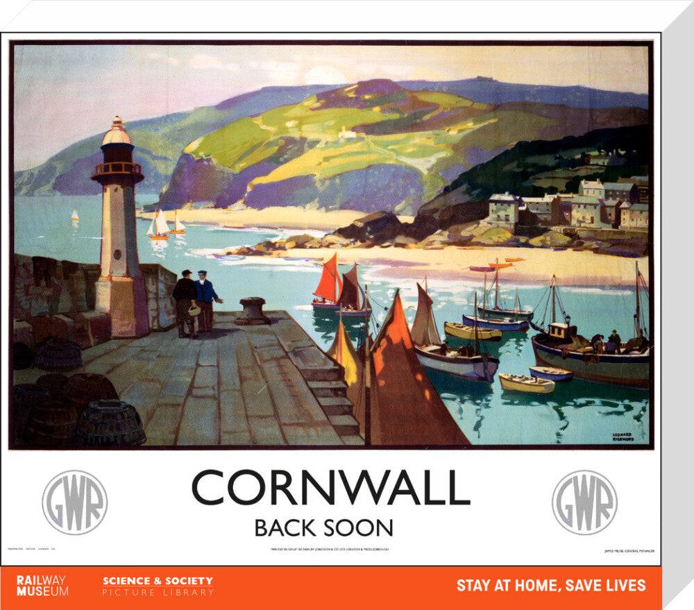 New Lockdown Travel Poster - Cornwall stretched canvas medium none Art Print - Science Museum Shop