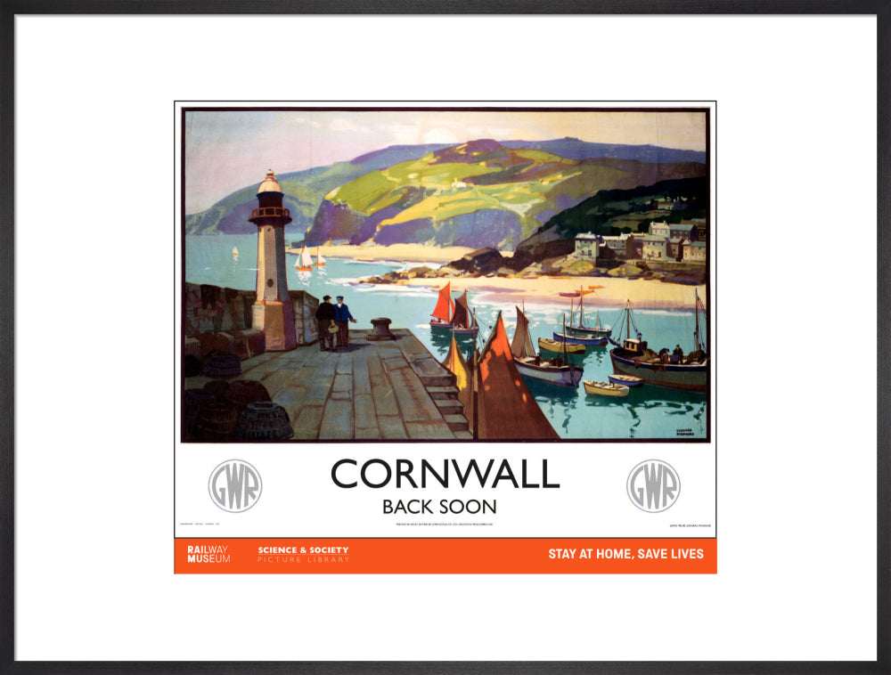 New Lockdown Travel Poster - Cornwall art print extra large black Art Print - Science Museum Shop
