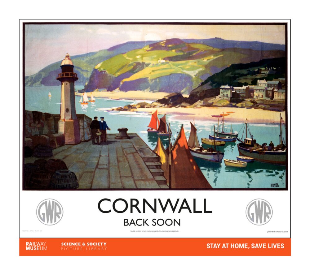 New Lockdown Travel Poster - Cornwall unstretched canvas extra large none Art Print - Science Museum Shop