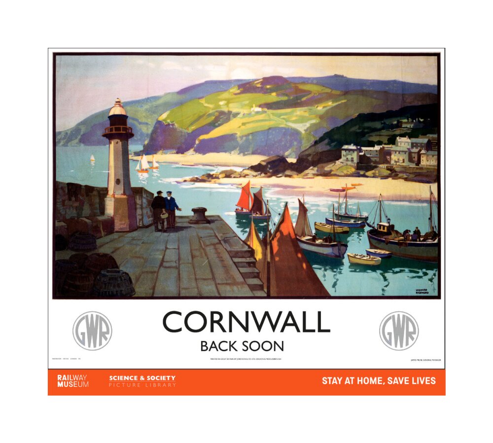 New Lockdown Travel Poster - Cornwall unstretched canvas medium none Art Print - Science Museum Shop