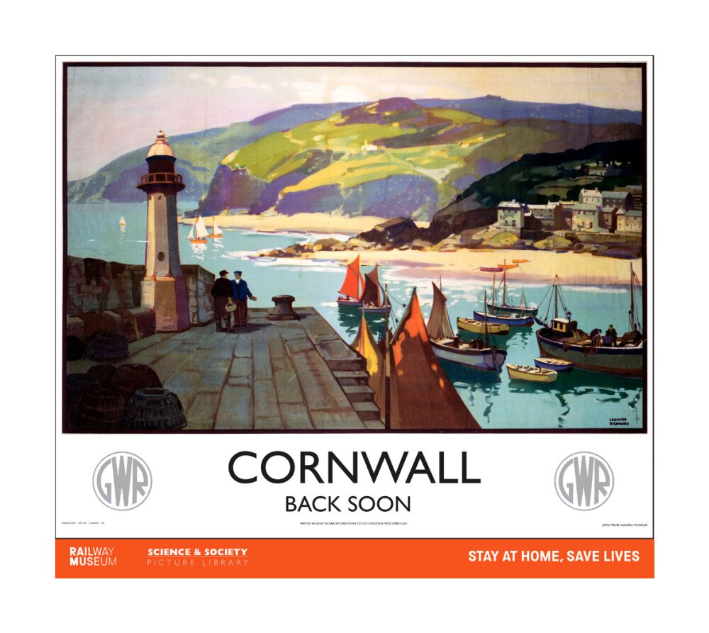 New Lockdown Travel Poster - Cornwall unstretched canvas large none Art Print - Science Museum Shop