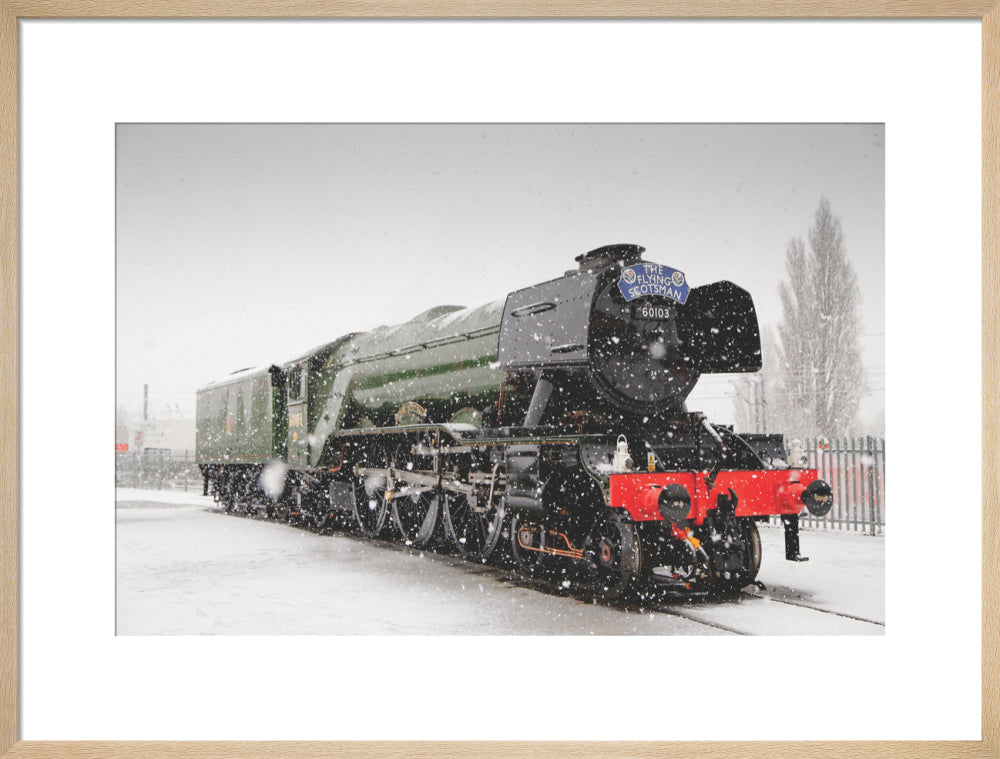 Flying Scotsman locomotive in the snow, 2016. art print large natural Art Print - Science Museum Shop