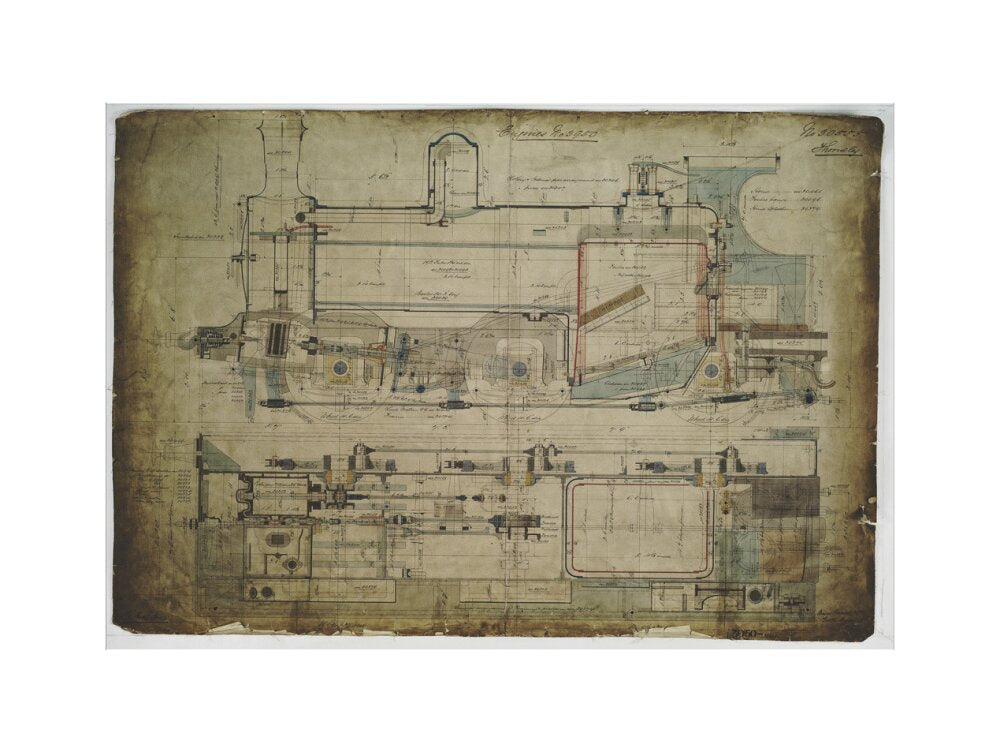 General arrangement drawing of Lancashire & Yorkshire Railway '0-6-0' locomotive. art print extra large none Art Print - Science Museum Shop