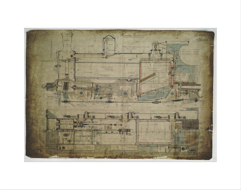 General arrangement drawing of Lancashire & Yorkshire Railway '0-6-0' locomotive. art print extra small none Art Print - Science Museum Shop