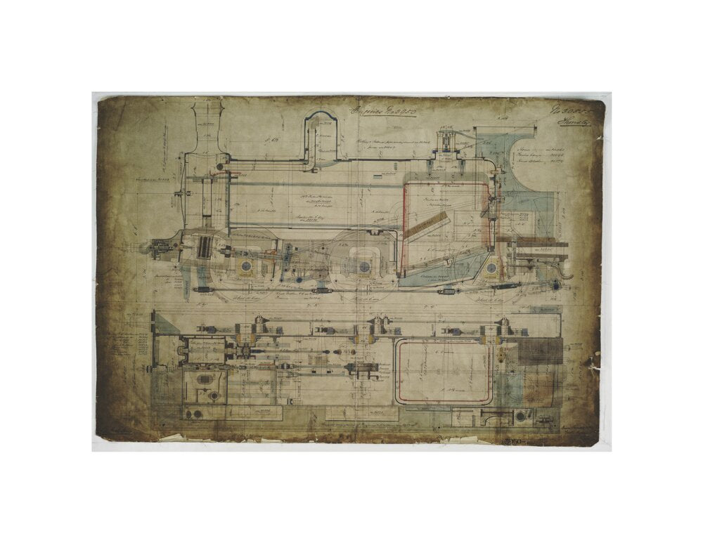 General arrangement drawing of Lancashire & Yorkshire Railway '0-6-0' locomotive. unstretched canvas small none Art Print - Science Museum Shop