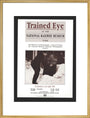 Poster, Trained Eye at the National Railway Museum - The Railways in Photographs, 29 January to 26 April 1991. With photograph of a man writing in chalk 'LMS No Trains Today!' art print extra large gold Art Print - Science Museum Shop