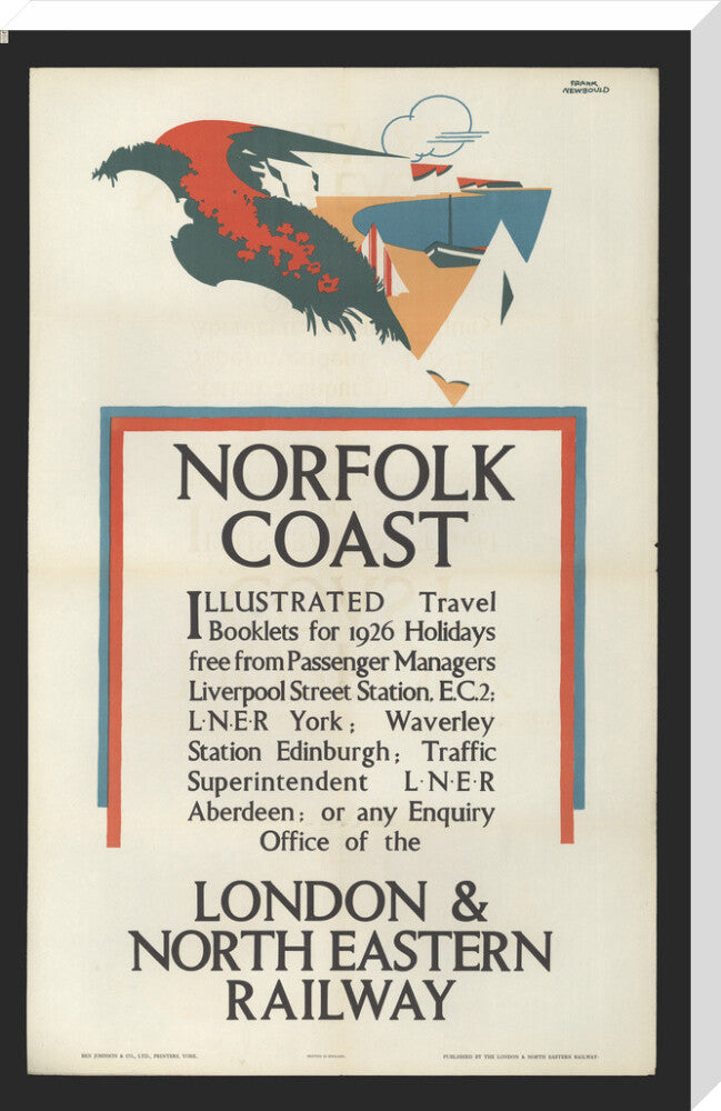 Norfolk Coast - Illustrated Travel Booklets for 1926 Holidays, by Frank Newbould stretched canvas extra large none Art Print - Science Museum Shop