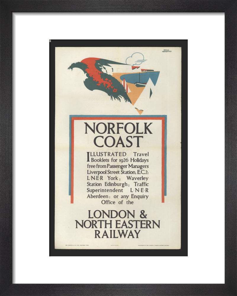 Norfolk Coast - Illustrated Travel Booklets for 1926 Holidays, by Frank Newbould art print extra small black Art Print - Science Museum Shop