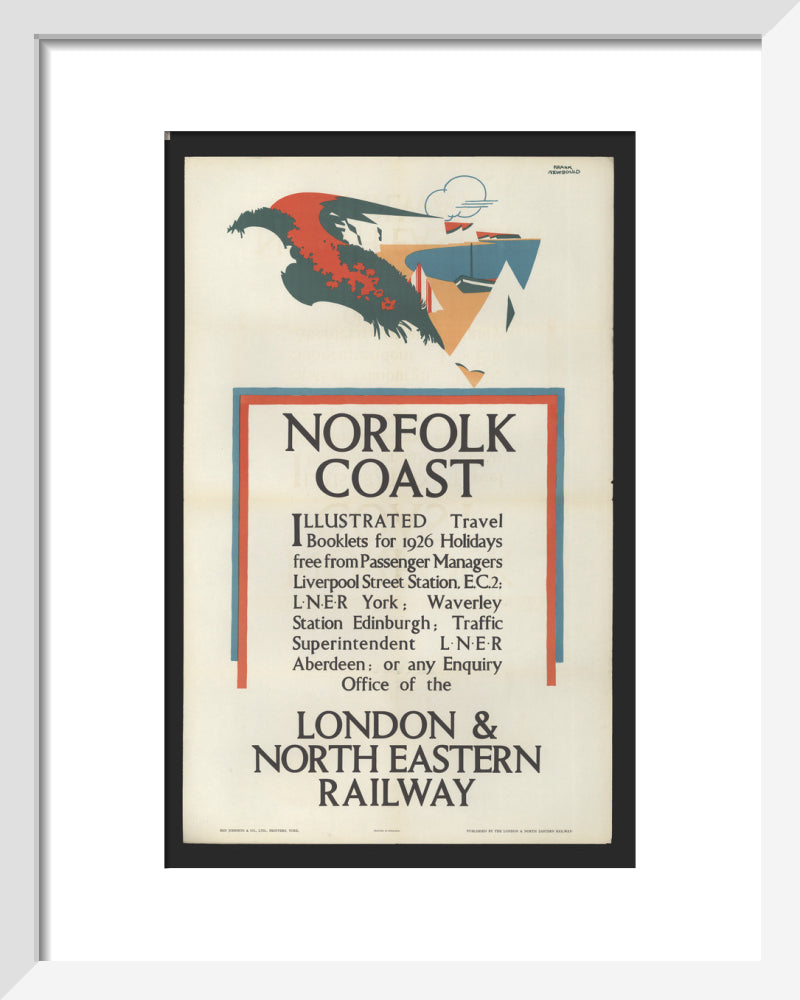 Norfolk Coast - Illustrated Travel Booklets for 1926 Holidays, by Frank Newbould art print extra small white Art Print - Science Museum Shop