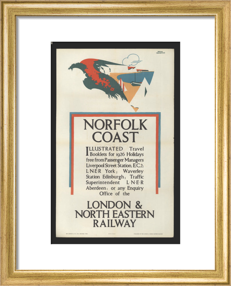 Norfolk Coast - Illustrated Travel Booklets for 1926 Holidays, by Frank Newbould art print extra small gold Art Print - Science Museum Shop
