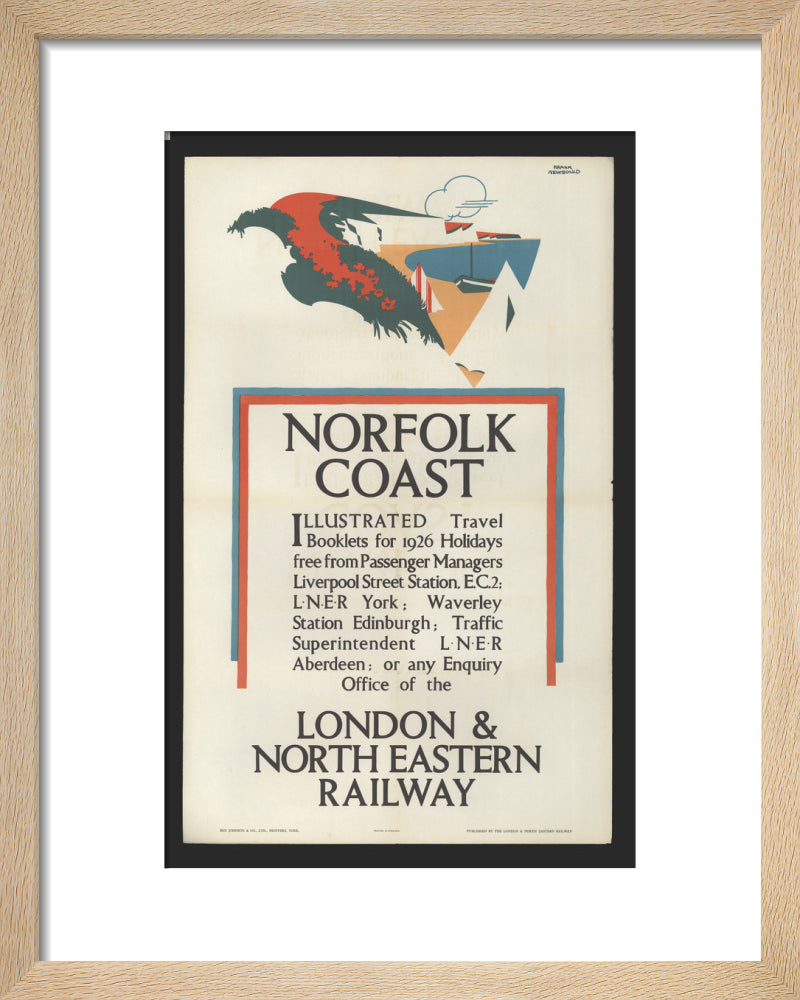 Norfolk Coast - Illustrated Travel Booklets for 1926 Holidays, by Frank Newbould art print extra small natural Art Print - Science Museum Shop
