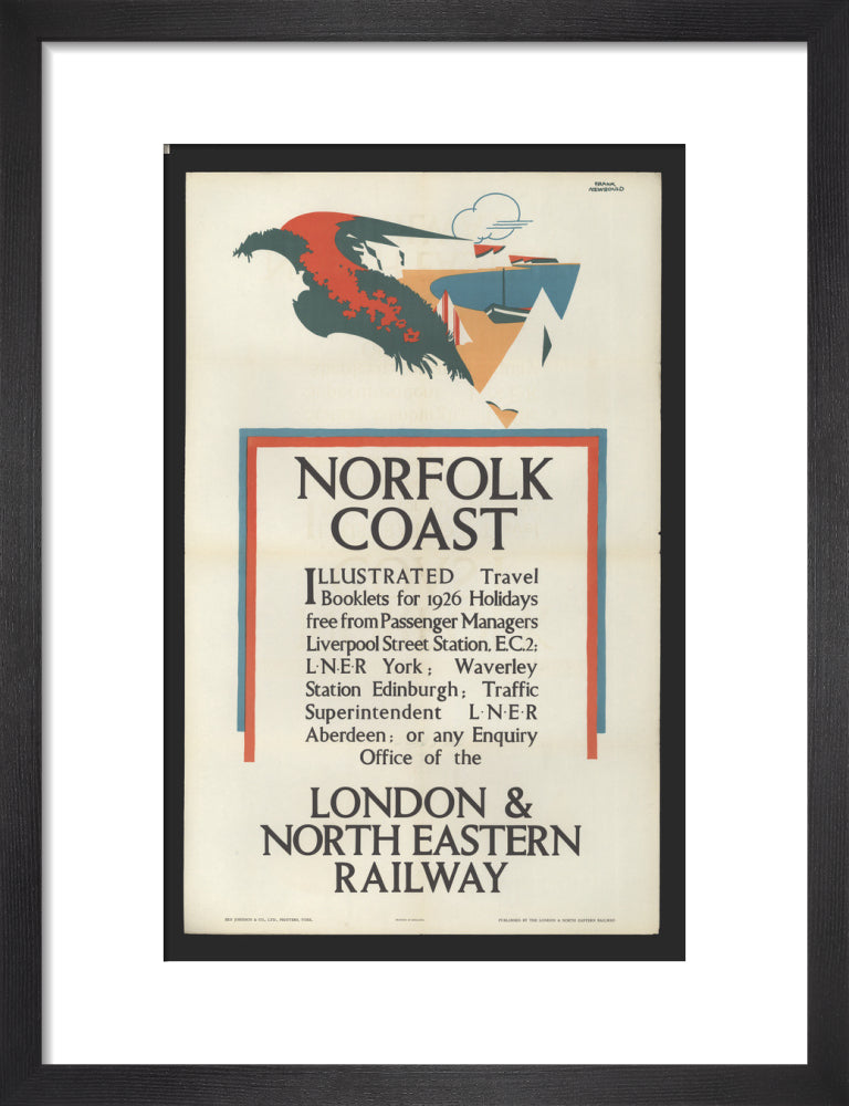 Norfolk Coast - Illustrated Travel Booklets for 1926 Holidays, by Frank Newbould art print small black Art Print - Science Museum Shop