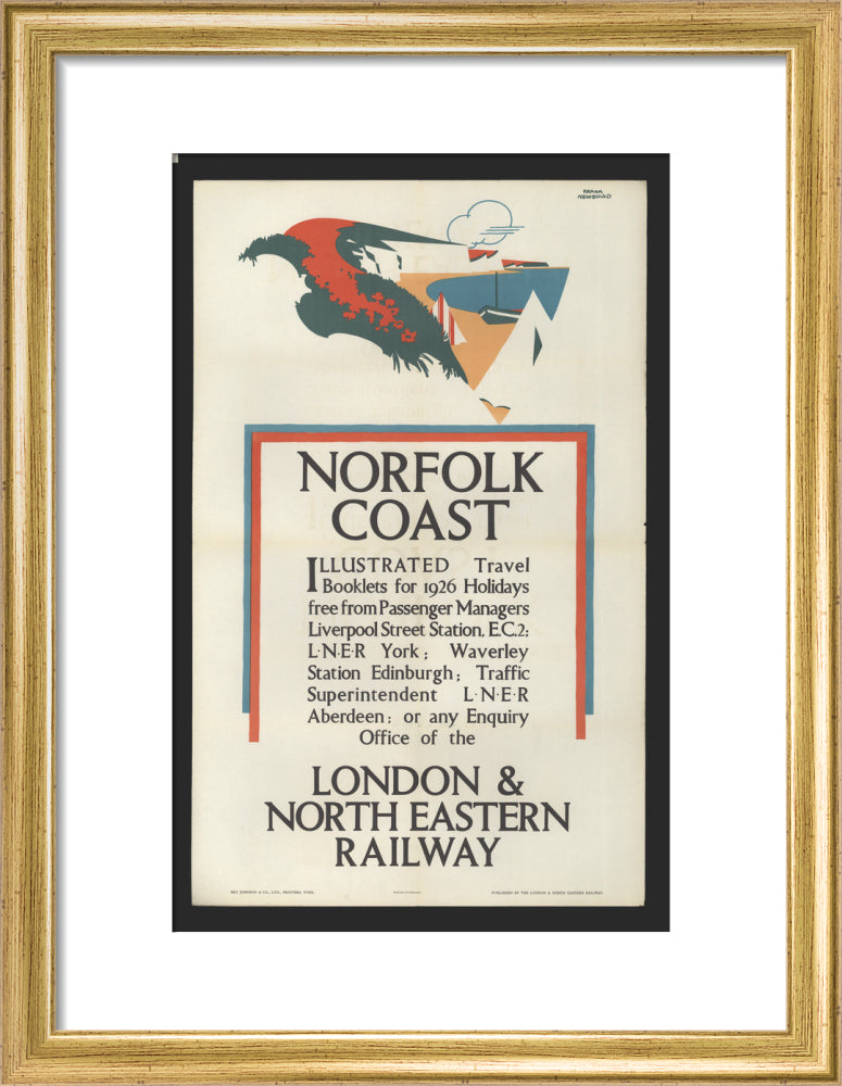 Norfolk Coast - Illustrated Travel Booklets for 1926 Holidays, by Frank Newbould art print small gold Art Print - Science Museum Shop