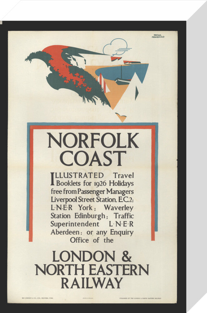 Norfolk Coast - Illustrated Travel Booklets for 1926 Holidays, by Frank Newbould stretched canvas small none Art Print - Science Museum Shop