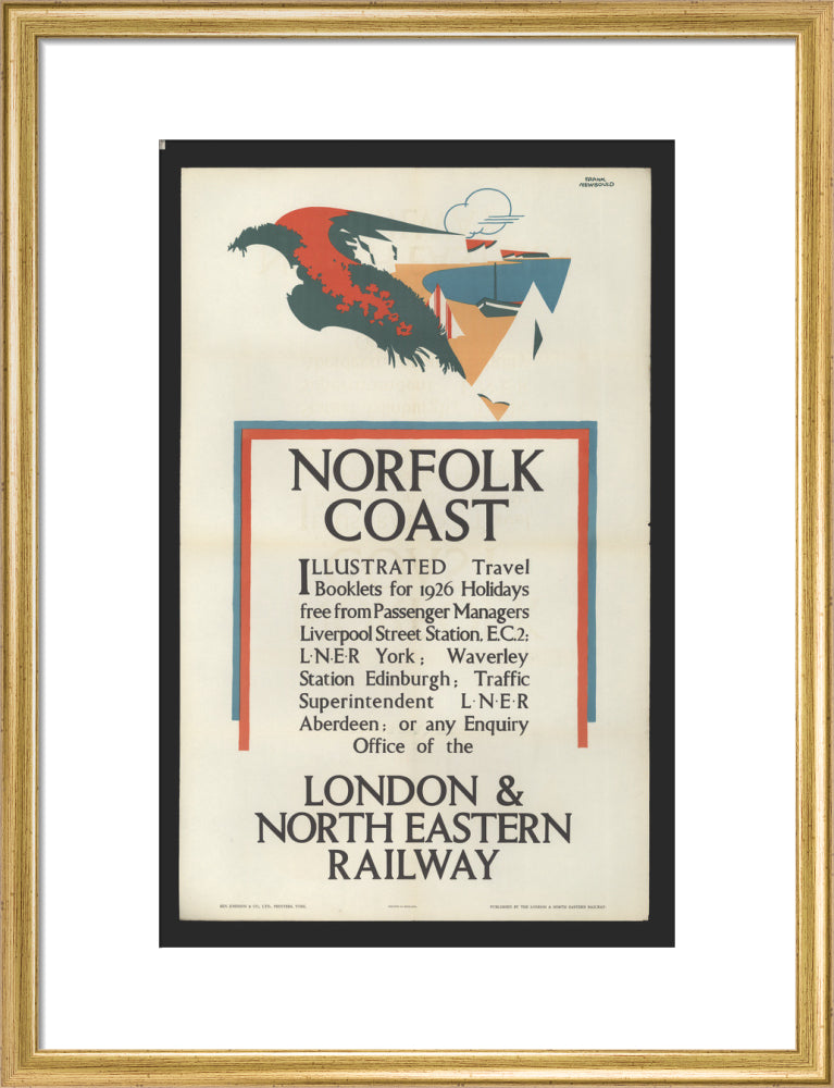 Norfolk Coast - Illustrated Travel Booklets for 1926 Holidays, by Frank Newbould art print medium gold Art Print - Science Museum Shop
