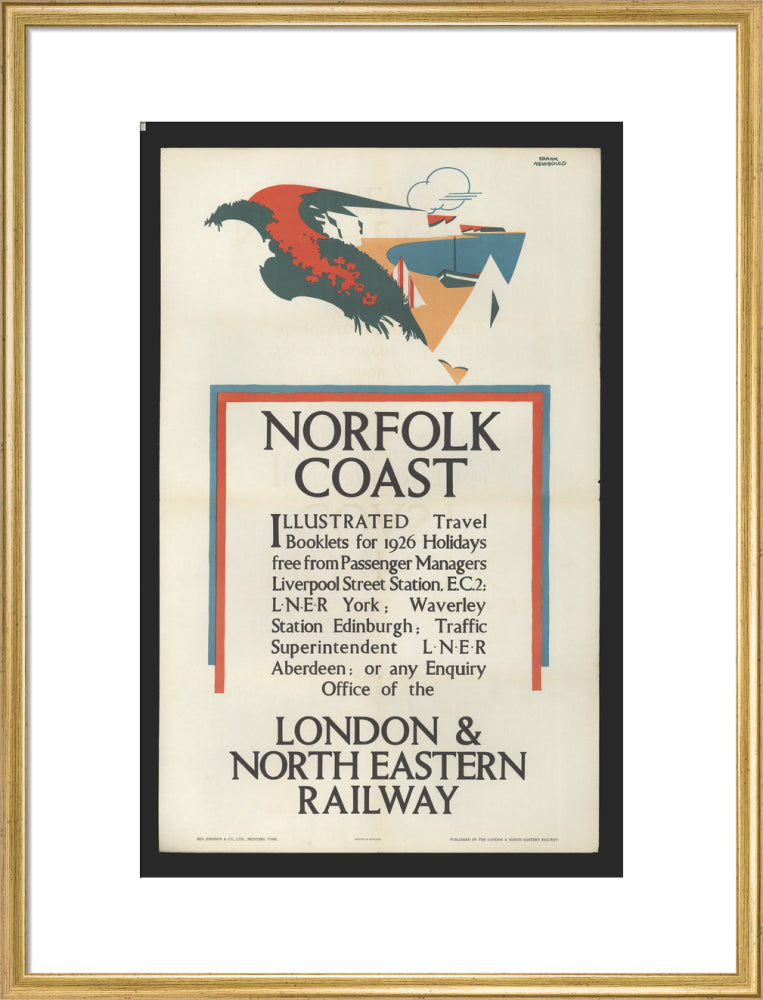 Norfolk Coast - Illustrated Travel Booklets for 1926 Holidays, by Frank Newbould art print large gold Art Print - Science Museum Shop