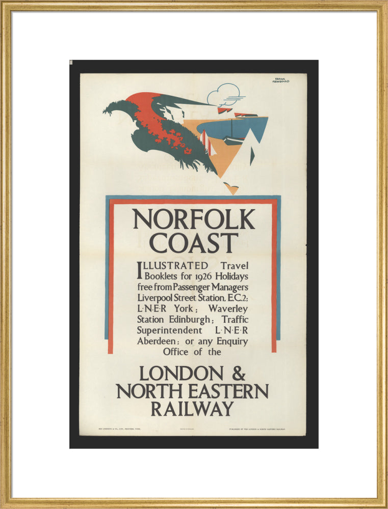 Norfolk Coast - Illustrated Travel Booklets for 1926 Holidays, by Frank Newbould art print extra large gold Art Print - Science Museum Shop