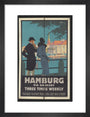 London & North Eastern Railway, Hamburg via Grimsby - three Times Weekly, by Frank Newbould.ﾠ art print small black Art Print - Science Museum Shop