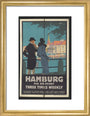 London & North Eastern Railway, Hamburg via Grimsby - three Times Weekly, by Frank Newbould.ﾠ art print small gold Art Print - Science Museum Shop