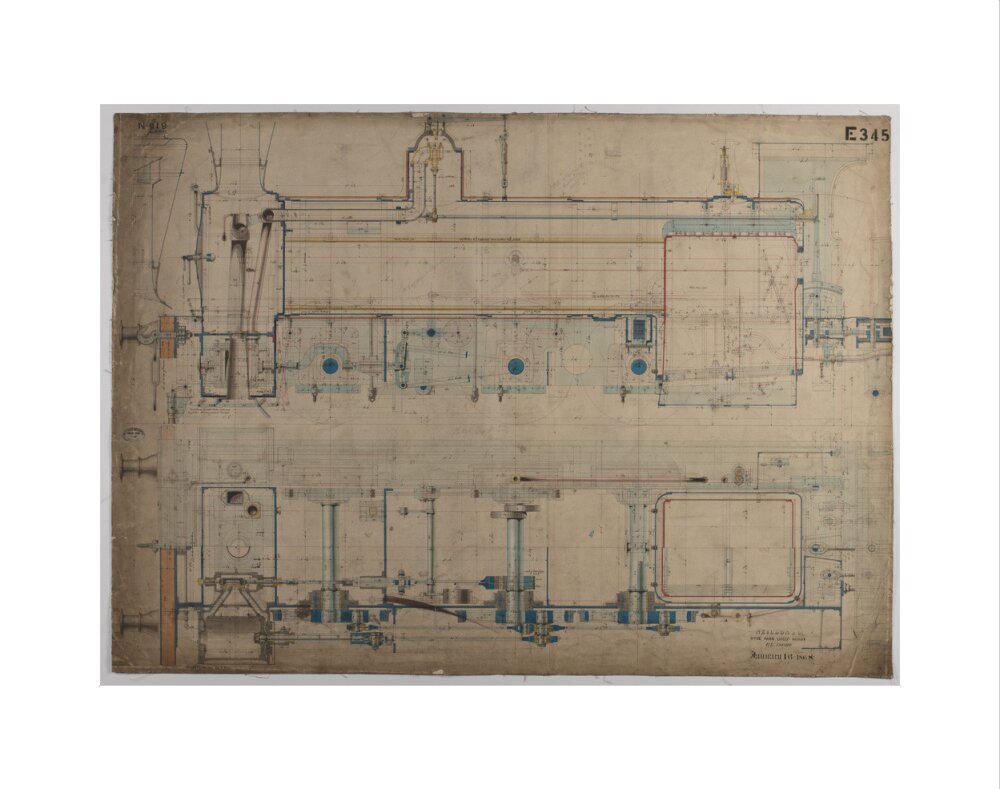 Neilson & Co drawing of 5'0 gauge 6 wheel, 1868 order number T345 for Russia. art print extra small none Art Print - Science Museum Shop