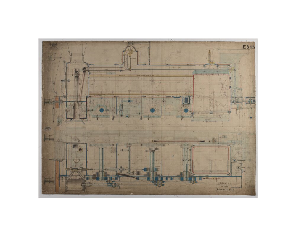 Neilson & Co drawing of 5'0 gauge 6 wheel, 1868 order number T345 for Russia. unstretched canvas small none Art Print - Science Museum Shop