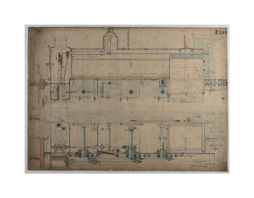 Neilson & Co drawing of 5'0 gauge 6 wheel, 1868 order number T345 for Russia. unstretched canvas medium none Art Print - Science Museum Shop