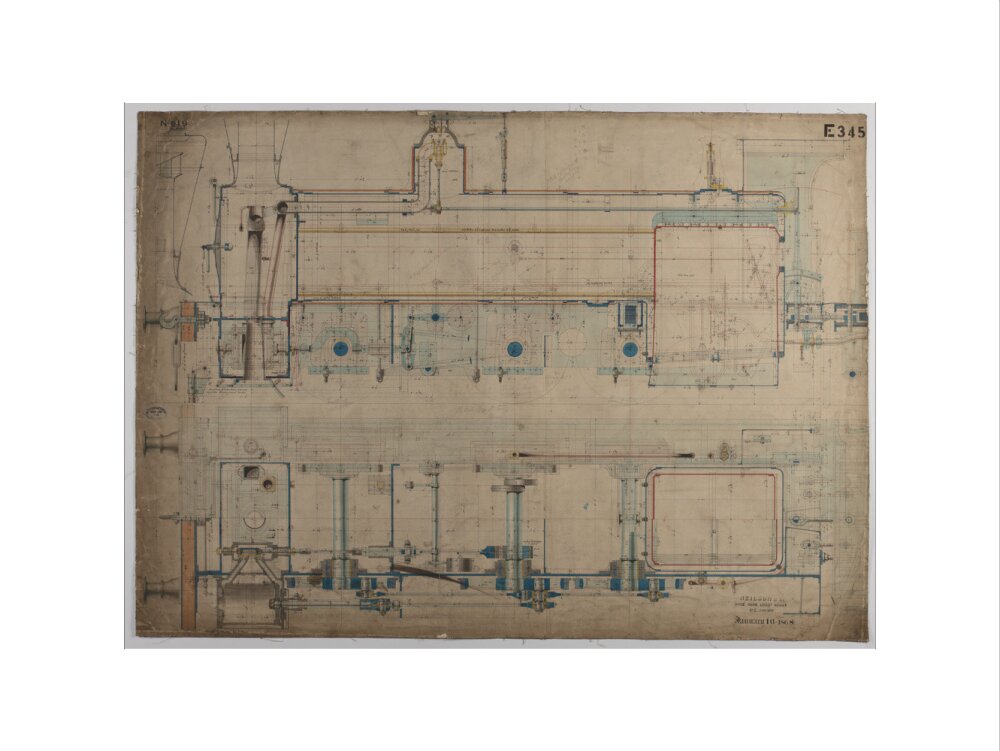 Neilson & Co drawing of 5'0 gauge 6 wheel, 1868 order number T345 for Russia. art print large none Art Print - Science Museum Shop