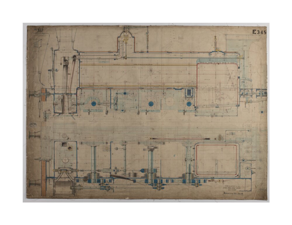 Neilson & Co drawing of 5'0 gauge 6 wheel, 1868 order number T345 for Russia. unstretched canvas large none Art Print - Science Museum Shop