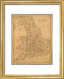 Colour-engraved map. Smith's Map of England & Wales, Containing the whole of the Turnpike Roads, Railways & Canals, 1845. art print extra small gold Art Print - Science Museum Shop