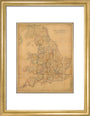 Colour-engraved map. Smith's Map of England & Wales, Containing the whole of the Turnpike Roads, Railways & Canals, 1845. art print small gold Art Print - Science Museum Shop