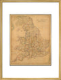 Colour-engraved map. Smith's Map of England & Wales, Containing the whole of the Turnpike Roads, Railways & Canals, 1845. art print large gold Art Print - Science Museum Shop