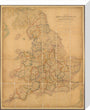 Colour-engraved map. Smith's Map of England & Wales, Containing the whole of the Turnpike Roads, Railways & Canals, 1845. stretched canvas medium none Art Print - Science Museum Shop