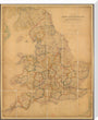 Colour-engraved map. Smith's Map of England & Wales, Containing the whole of the Turnpike Roads, Railways & Canals, 1845. stretched canvas large none Art Print - Science Museum Shop