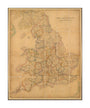 Colour-engraved map. Smith's Map of England & Wales, Containing the whole of the Turnpike Roads, Railways & Canals, 1845. unstretched canvas large none Art Print - Science Museum Shop