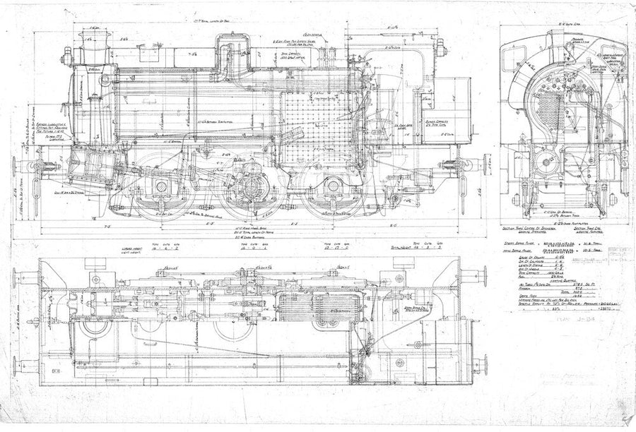 General arrangement of 0-6-0ST Hunslet Austerity (LNER J94 class) locomotive. Art Print - Science Museum Shop