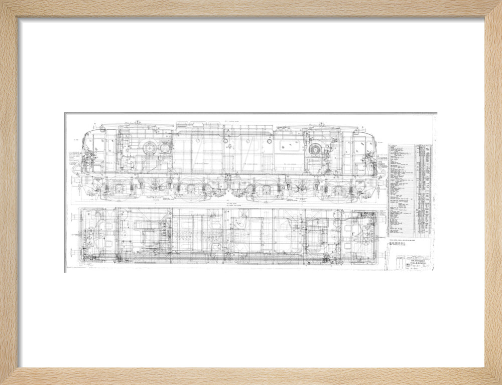 Pipe arrangement, plan and elevation for EM1 class electric locomotive for the Woodhead route. art print small natural Art Print - Science Museum Shop
